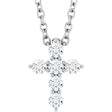 14K White Gold 1/6 CTW Natural Diamond Cross 16-18" Necklace