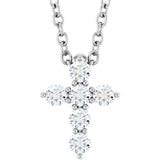 14K White Gold 1/6 CTW Natural Diamond Cross 16-18" Necklace