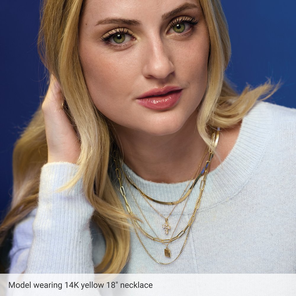 18K Yellow Gold-Plated Sterling Silver Engravable Puffed Dog Tag 18" Necklace