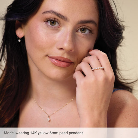 14K Yellow Cultured White Akoya Pearl Charm/Pendant