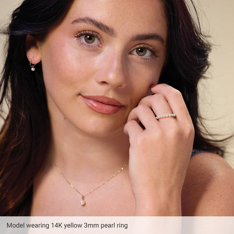 14K White Gold Cultured White Freshwater Pearl Ring