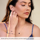 14K Yellow Natural Blue Sapphire 18" Necklace