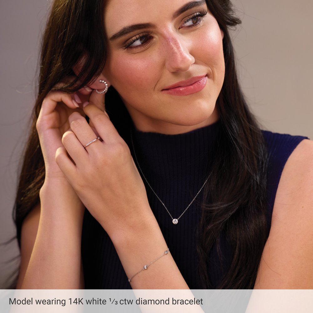 14K White 1/3 CTW Lab-Grown Diamond Bezel-Set Station 7" Bracelet