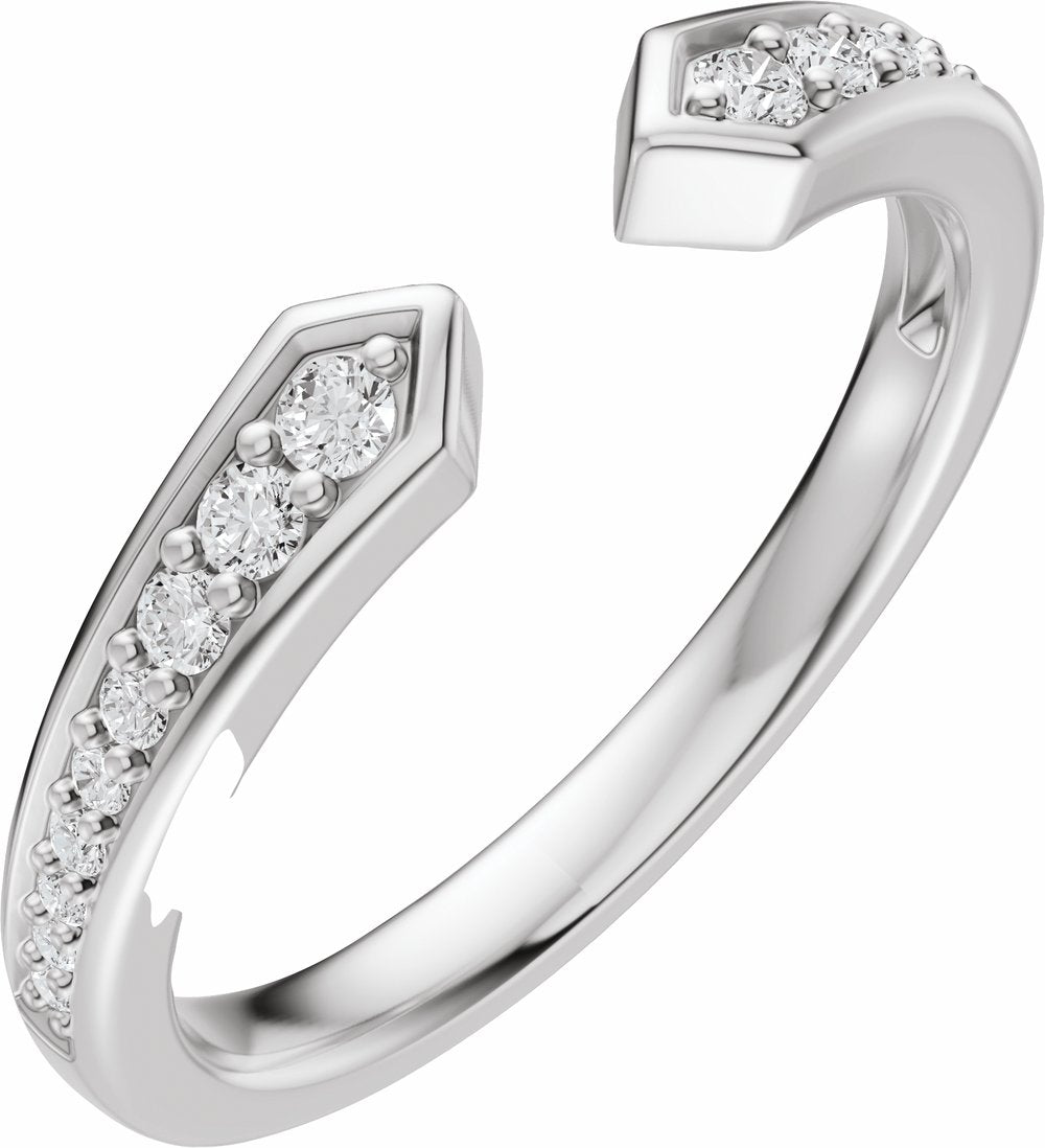 14K White Gold 1/5 CTW Lab-Grown Diamond Open Band Size 7