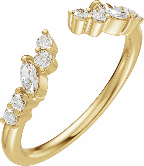 14K Yellow Gold 1/4 CTW Natural Diamond Open Band Size 7