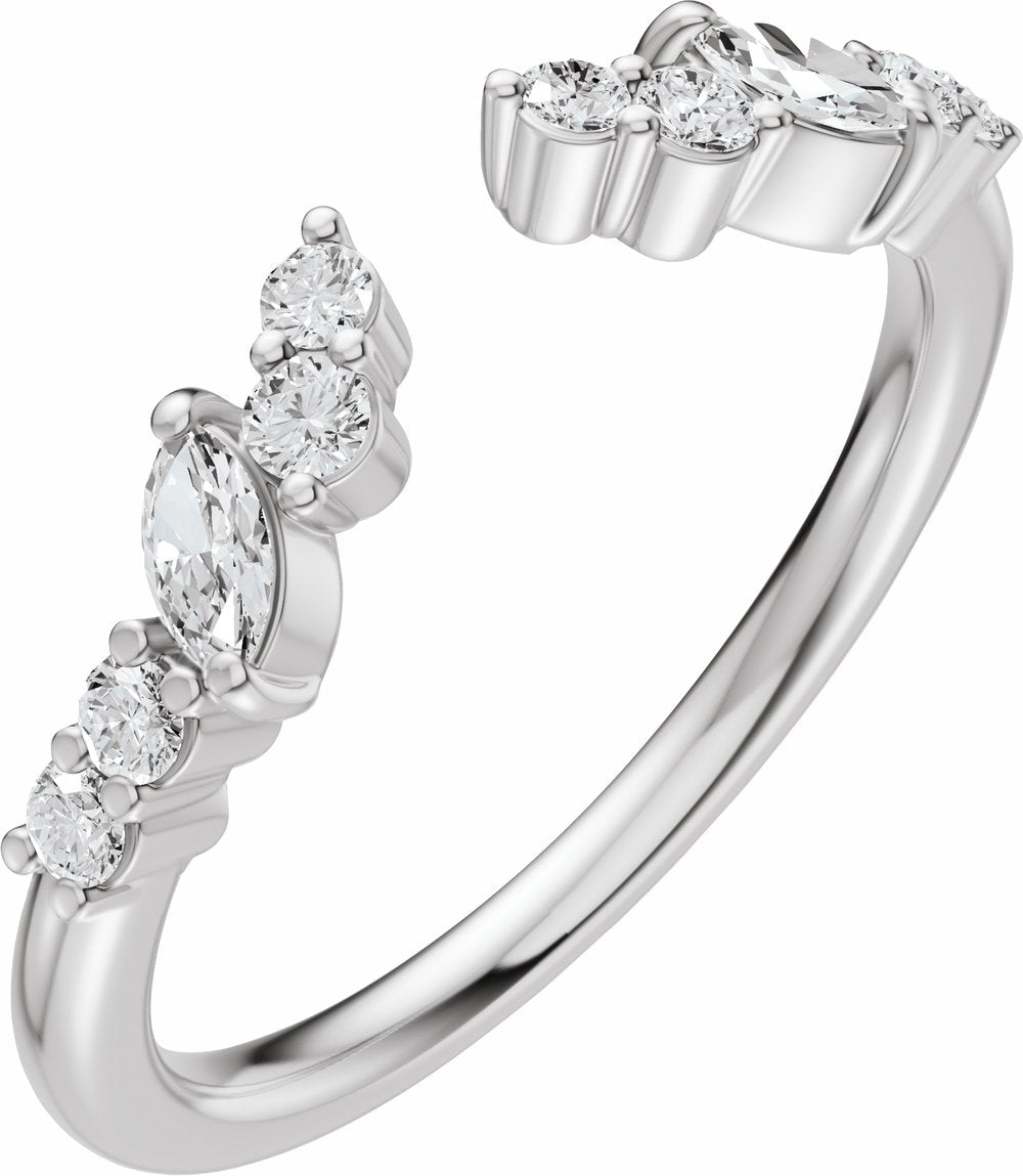 14K White Gold 1/4 CTW Natural Diamond Open Band Size 7