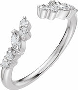 14K White Gold 1/4 CTW Natural Diamond Open Band Size 7