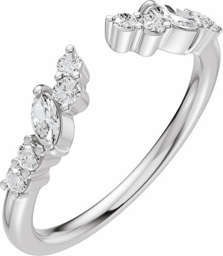 14K White Gold 1/4 CTW Natural Diamond Open Band Size 7