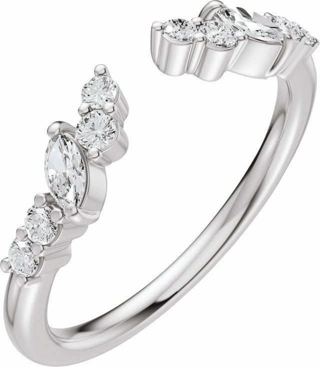 14K White Gold 1/4 CTW Natural Diamond Open Band Size 7