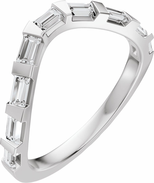 Platinum 3/8 CTW Natural Diamond Contour Band
