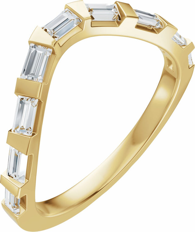 14K Yellow Gold 3/8 CTW Lab-Grown Diamond Contour Band