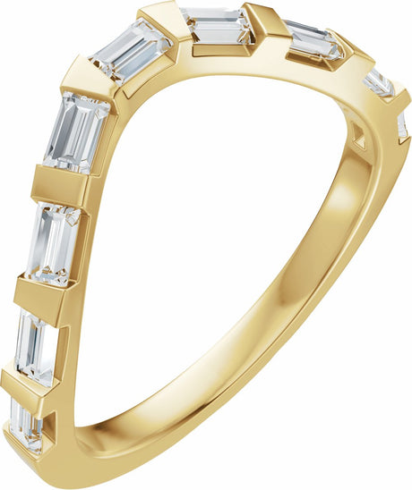 14K Yellow Gold 3/8 CTW Natural Diamond Contour Band