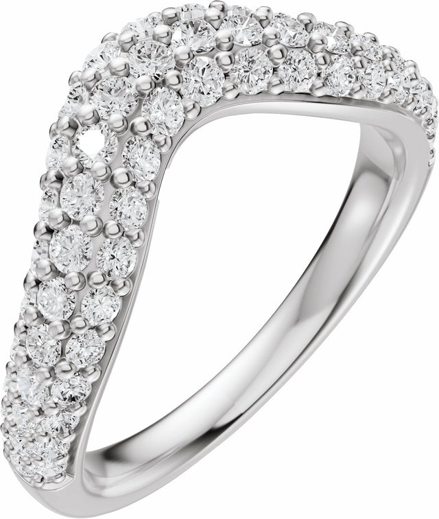 14K White Gold 7/8 CTW Lab-Grown Diamond Contour Band