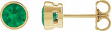 14K Yellow Gold 4 mm Lab-Grown Emerald Lightweight Stud Earrings
