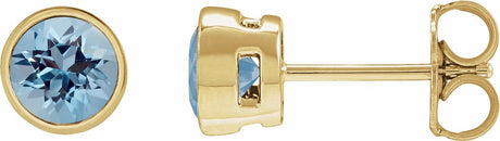 14K Yellow Gold 6 mm Natural Aquamarine Stud Earrings