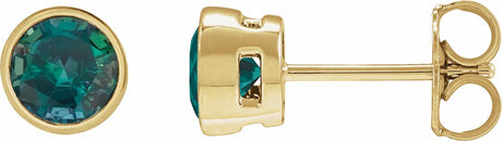 14K Yellow Gold 5 mm Lab-Grown Alexandrite Lightweight Stud Earrings