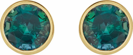 14K Yellow Gold 5 mm Lab-Grown Alexandrite Lightweight Stud Earrings