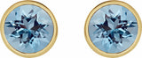 14K Yellow Gold 6 mm Natural Aquamarine Stud Earrings