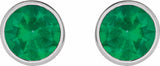 14K White Gold 5 mm Lab-Grown Emerald Lightweight Stud Earrings