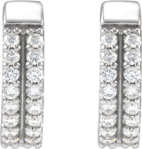 14K White Gold 1/4 CTW Lab-Grown Diamond Double-Row 12 mm Hoop Earrings