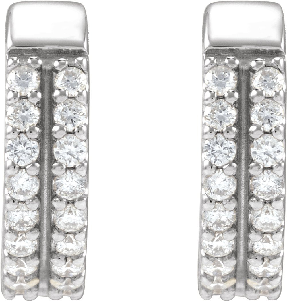 14K White Gold 1/4 CTW Natural Diamond Double-Row 12 mm Hoop Earrings