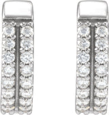 14K White Gold 1/4 CTW Natural Diamond Double-Row 12 mm Hoop Earrings