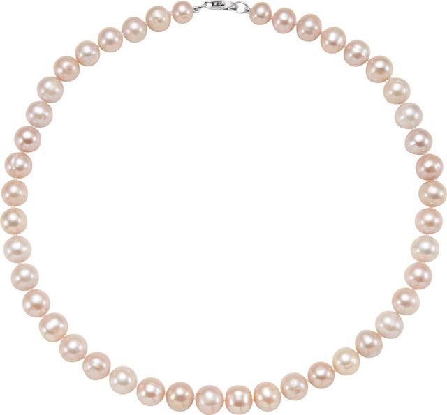 Sterling Silver Cultured Pink Freshwater Pearl 18" Necklace