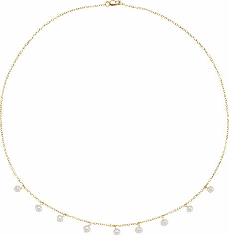 14K Yellow Cultured White Freshwater Pearl 18" Necklace