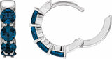 14K White Gold Lab-Grown Blue Sapphire 14.3 mm Hoop Earrings