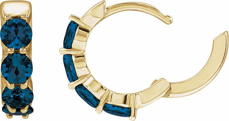 14K Yellow Gold Lab-Grown Blue Sapphire 14.3 mm Hoop Earrings