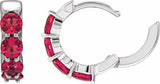 14K White Gold Lab-Grown Ruby 14.3 mm Hoop Earrings