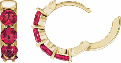 14K Yellow Gold Lab-Grown Ruby 14.3 mm Hoop Earrings