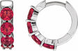 14K White Gold Lab-Grown Ruby 14.3 mm Hoop Earrings