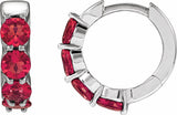 14K White Gold Lab-Grown Ruby 14.3 mm Hoop Earrings