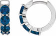 14K White Gold Lab-Grown Blue Sapphire 14.3 mm Hoop Earrings
