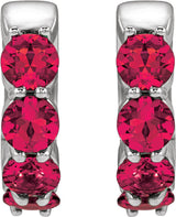 14K White Gold Lab-Grown Ruby 14.3 mm Hoop Earrings
