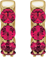 14K Yellow Gold Lab-Grown Ruby 14.3 mm Hoop Earrings