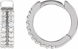 14K White Gold 1/4 CTW Lab-Grown Diamond Double-Row 12 mm Hoop Earrings