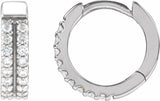 14K White Gold 1/4 CTW Natural Diamond Double-Row 12 mm Hoop Earrings