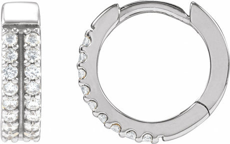 14K White Gold 1/4 CTW Natural Diamond Double-Row 12 mm Hoop Earrings