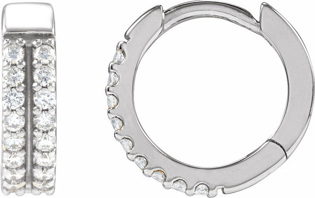 14K White Gold 1/4 CTW Natural Diamond Double-Row 12 mm Hoop Earrings