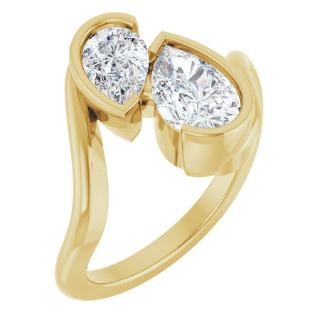 14K Yellow Gold 1 1/2 CTW Lab-Grown Diamond Two-Stone Engagement Ring