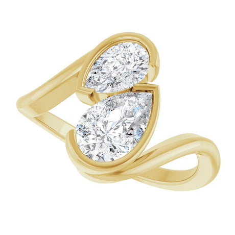14K Yellow Gold 1 1/2 CTW Lab-Grown Diamond Two-Stone Engagement Ring