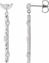 14K White Gold 1/8 CTW Natural Diamond Vintage-Inspired Earrings