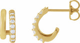 14K Yellow Gold 1/5 CTW Lab-Grown Diamond Stacked 11.7 mm Double J-Hoop Earrings 
