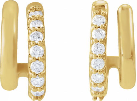 14K Yellow Gold 1/5 CTW Lab-Grown Diamond Stacked 11.7 mm Double J-Hoop Earrings 