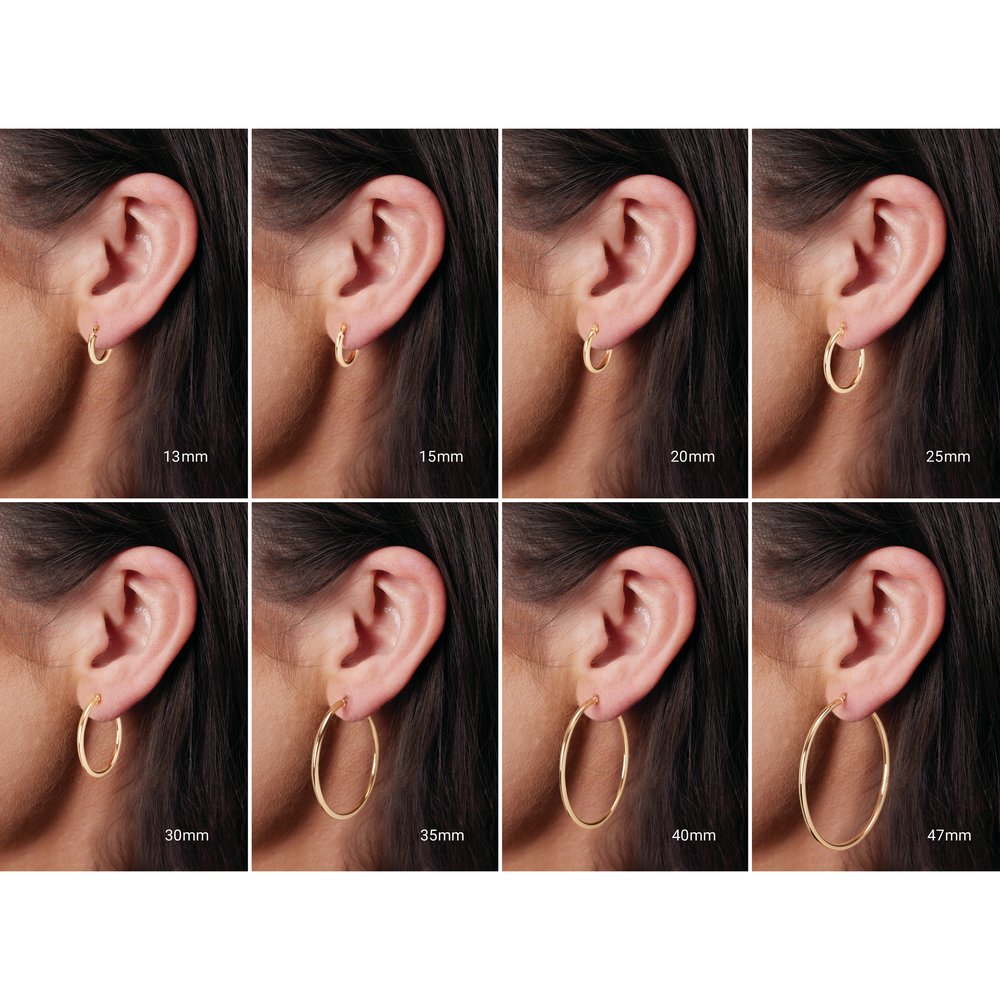 14K White Gold Tube 40 mm Hoop Earrings