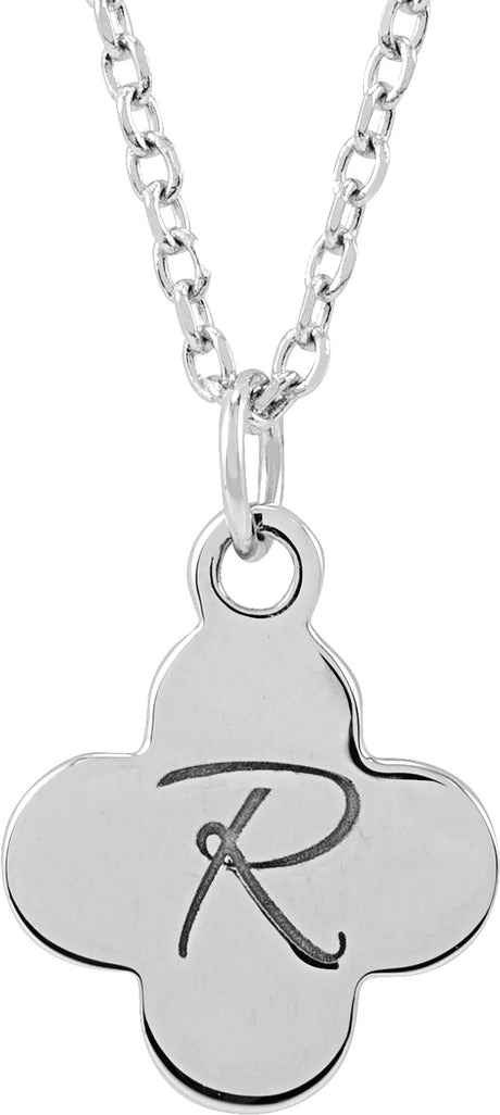 Sterling Silver Engravable Clover 16-18" Necklace