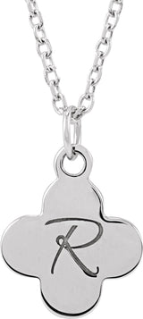Sterling Silver Engravable Clover 16-18" Necklace
