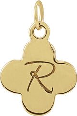 14K Yellow Gold Engravable Clover Pendant